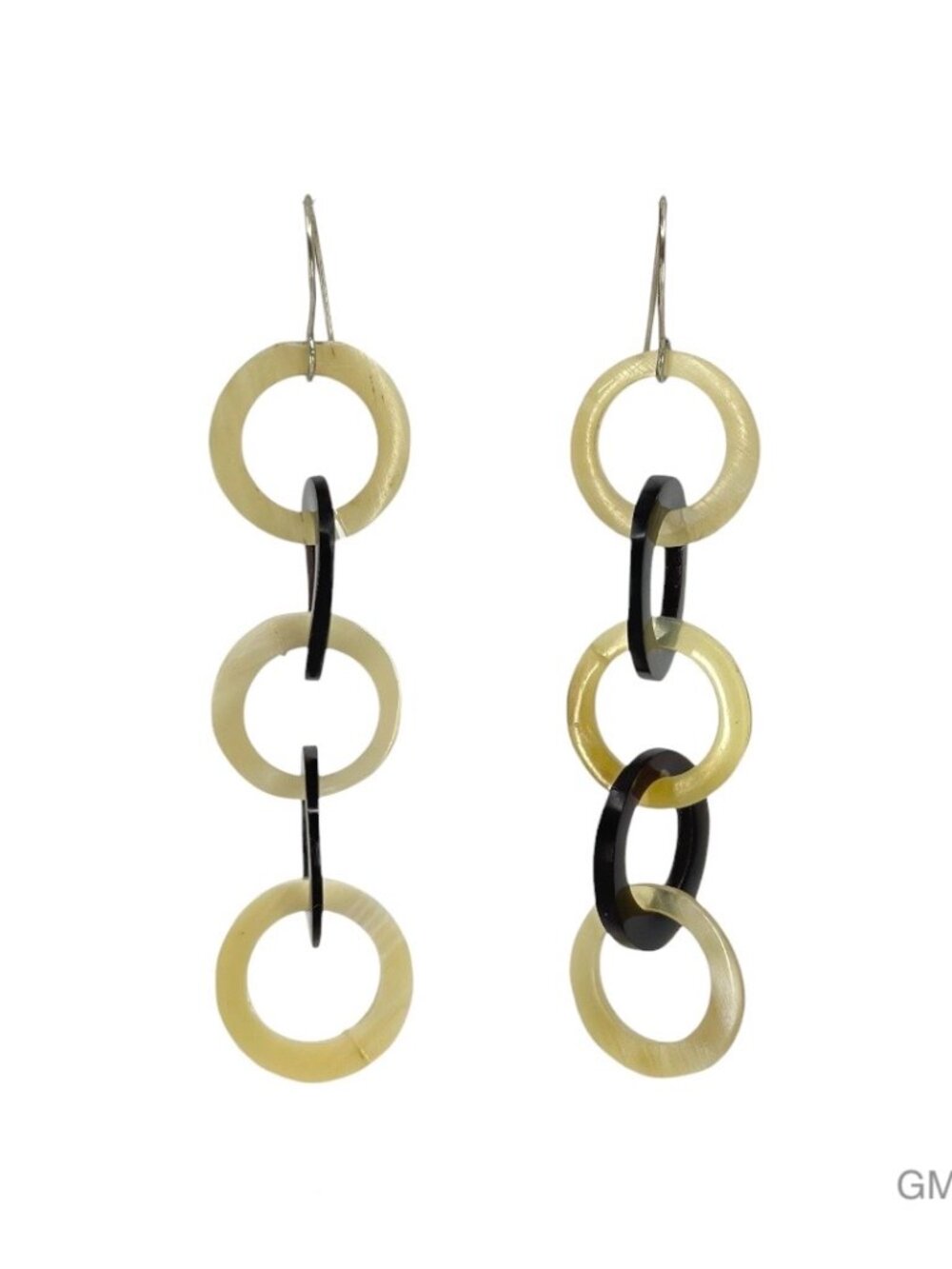 sterling silver horn link shoulder duster earrings - GM306